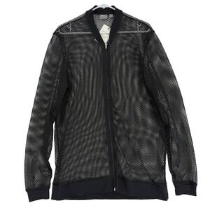 ASOS Jacket Womens XL Long Black Mesh See Through Bomber Zip Lightweight Layer